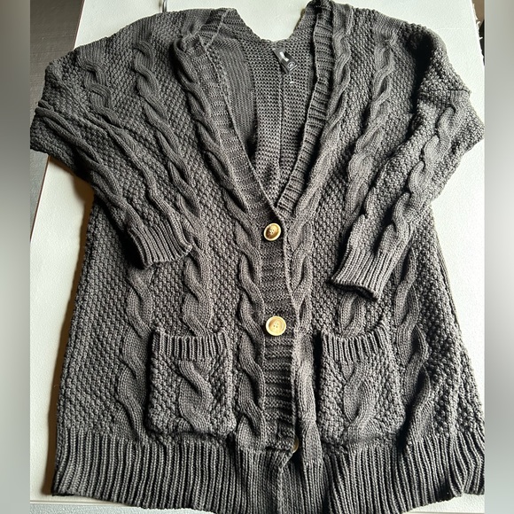 Agnes & Dora Sweaters - Cable Knit oversized  Cardigan 100% cotton olive green